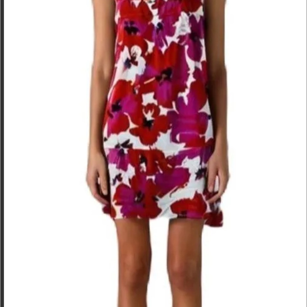 Blue Rain Red and Purple Floral Mini Dress
